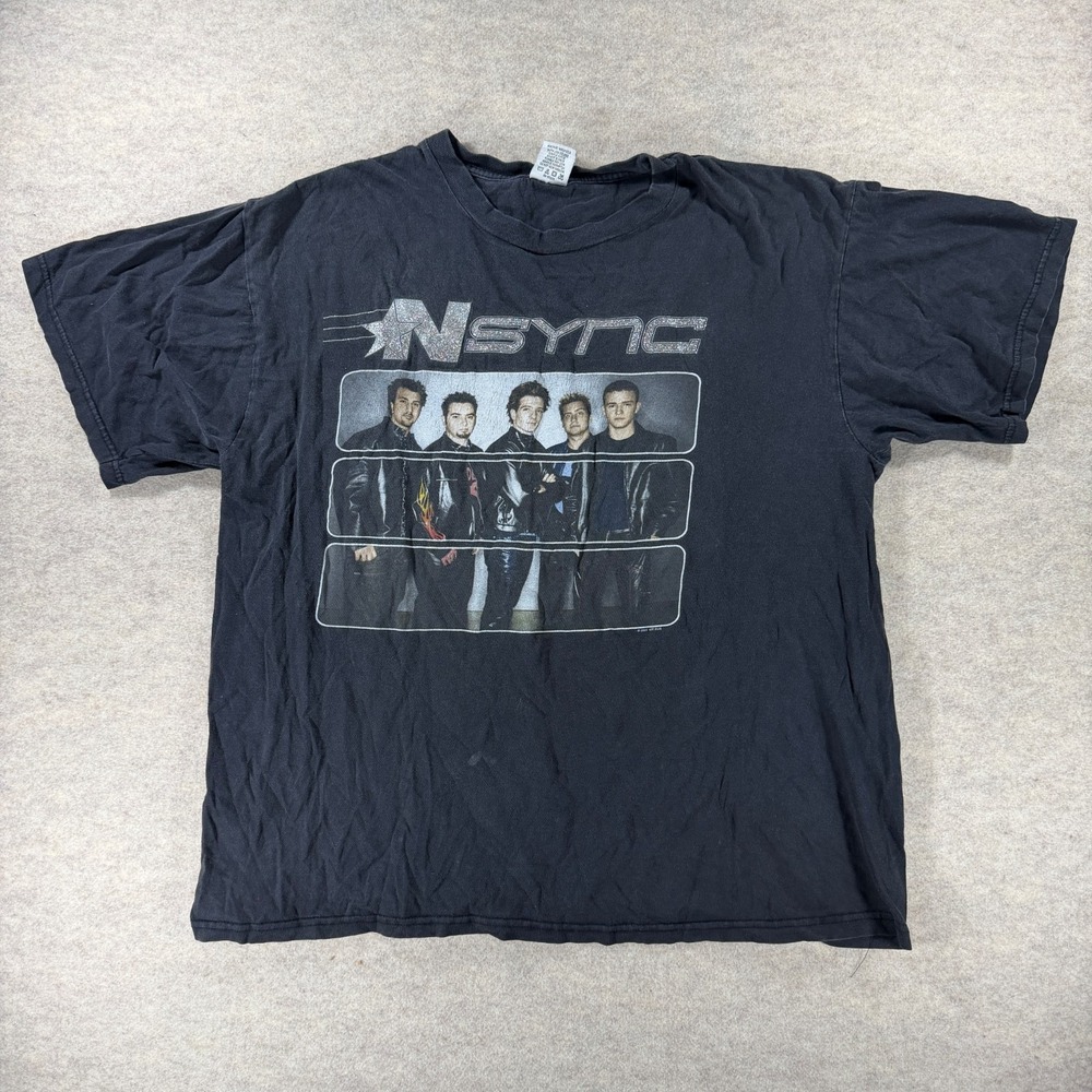Vintage 2001 NSYNC PopOdyssey Tour T Shirt XL Black Justin Timberlake Y2K